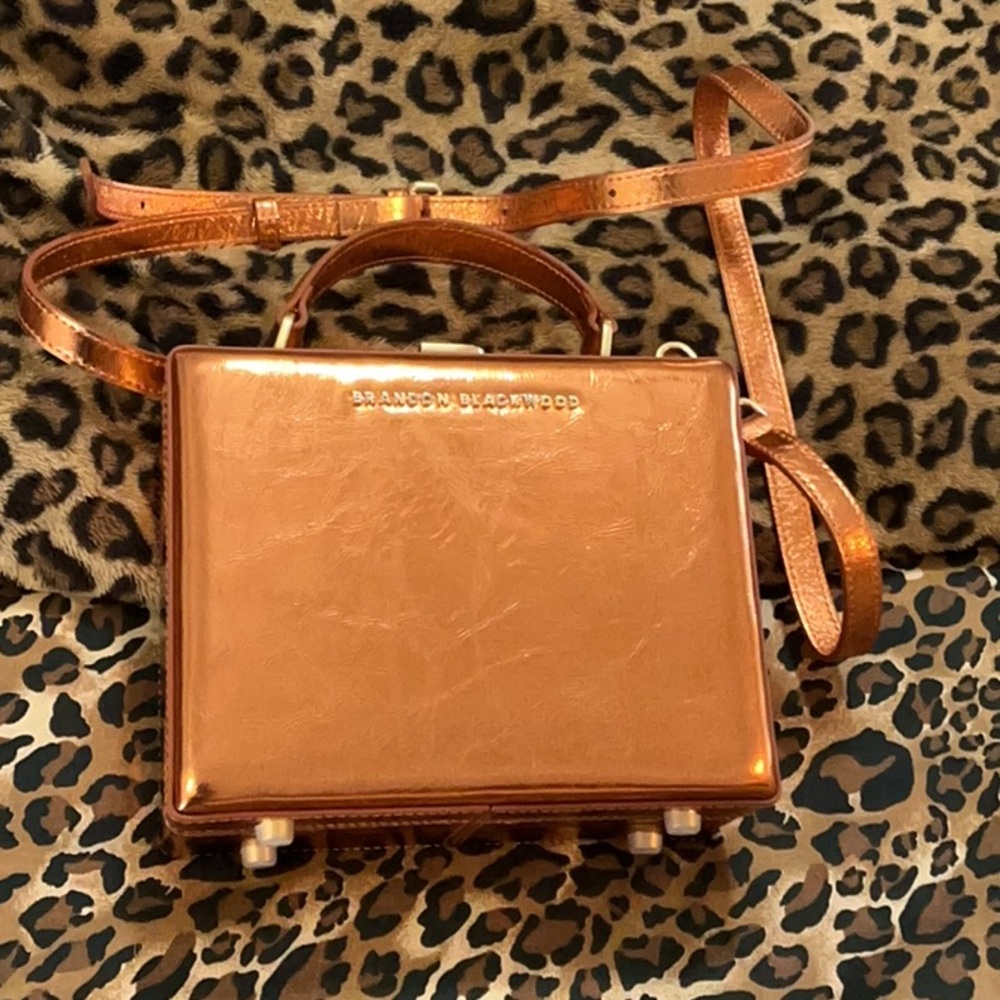 Brandon Blackwood Metallic Copper Mini Top-Handle Bag